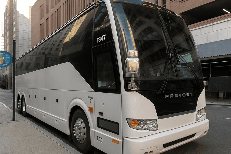 a Charter Bus Rental Grand Prairie coach bus