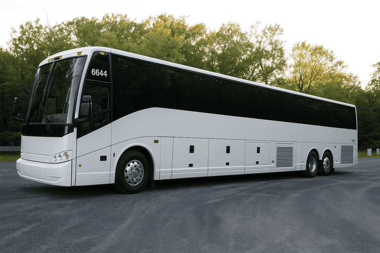exterior of Charter Bus Rental Grand Prairie coach bus